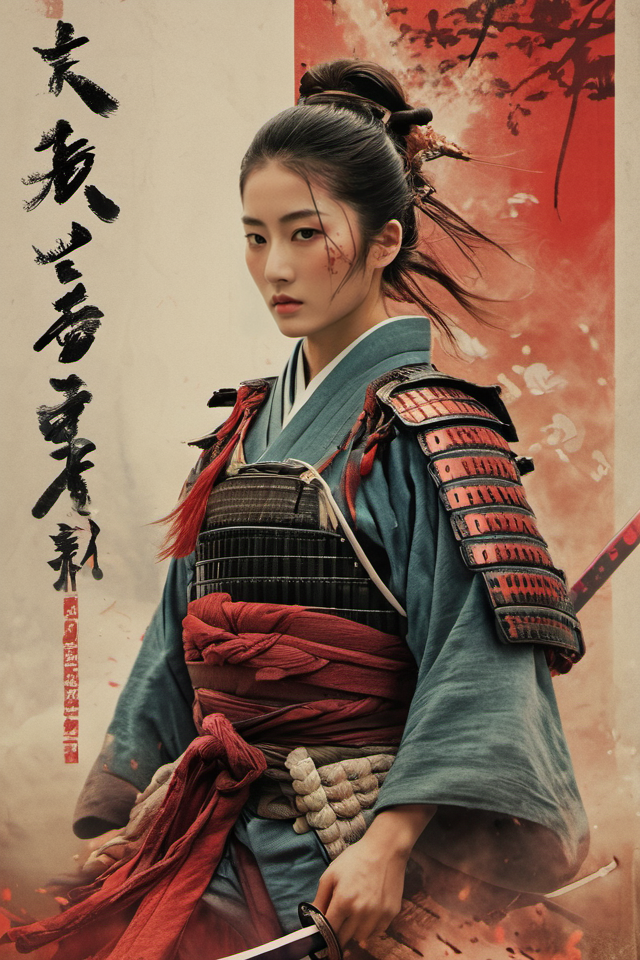 38152-664495646-Akira Kurosawa's cinematic style poster,A 28-year-old girl,full body shoot,embodying the spirit of a Samurai from the Warring St.png